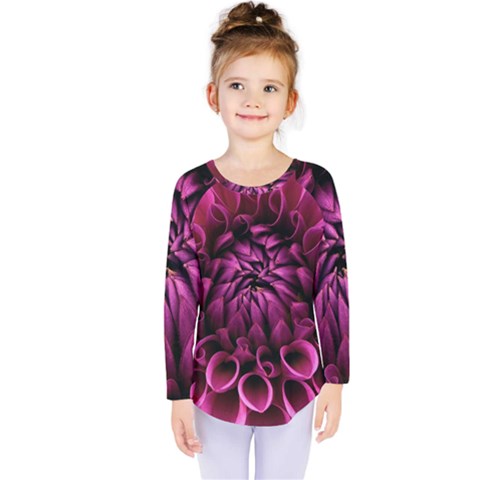 Dahlia-flower-purple-dahlia-petals Kids  Long Sleeve Tee by Sapixe