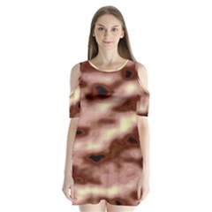 Pink  Waves Flow Series 7 Shoulder Cutout Velvet One Piece by DimitriosArt