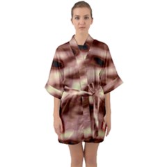 Pink  Waves Flow Series 7 Half Sleeve Satin Kimono 