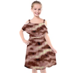 Pink  Waves Flow Series 7 Kids  Cut Out Shoulders Chiffon Dress by DimitriosArt