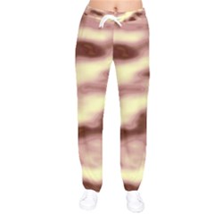 Pink  Waves Flow Series 8 Women Velvet Drawstring Pants by DimitriosArt