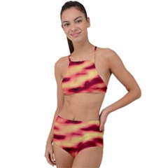 Red Waves Flow Series 3 High Waist Tankini Set by DimitriosArt