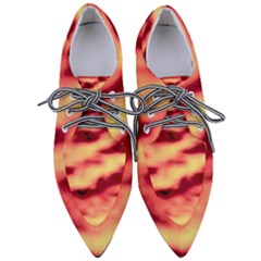 Red Waves Flow Series 3 Pointed Oxford Shoes by DimitriosArt