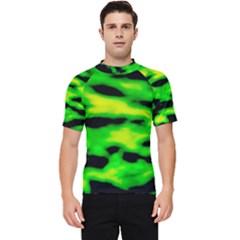 Green Waves Flow Series 3 Men s Short Sleeve Rash Guard by DimitriosArt