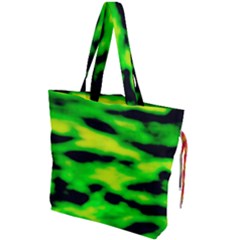 Green Waves Flow Series 3 Drawstring Tote Bag by DimitriosArt
