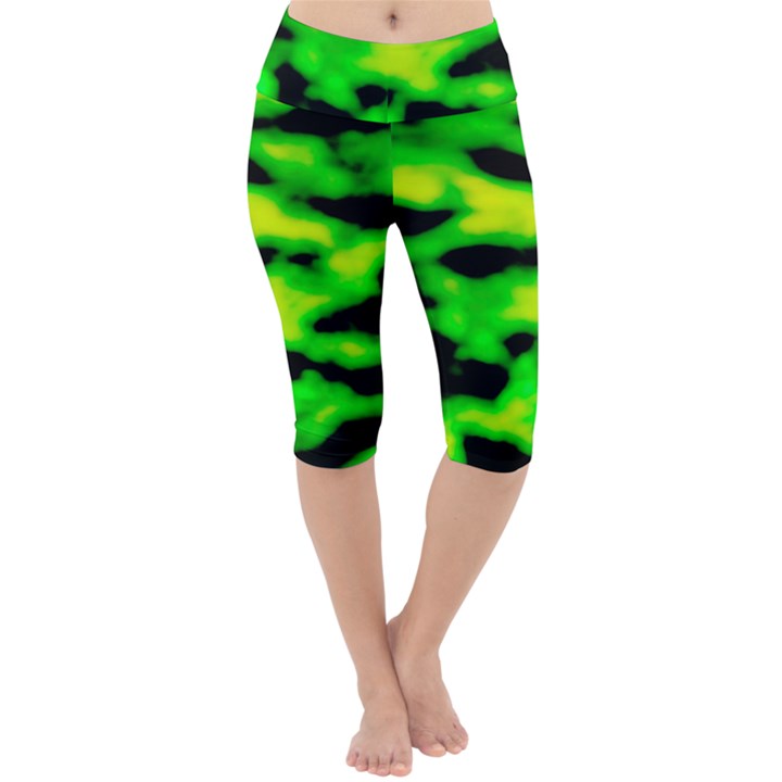 Green Waves Flow Series 3 Lightweight Velour Cropped Yoga Leggings