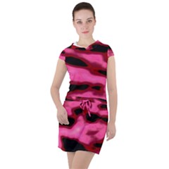 Pink  Waves Flow Series 9 Drawstring Hooded Dress by DimitriosArt