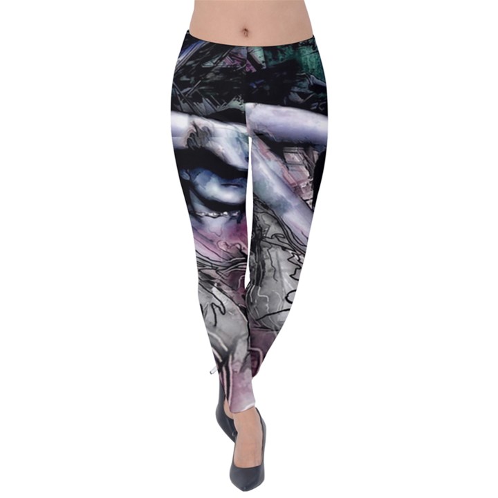 Watercolor Girl Velvet Leggings