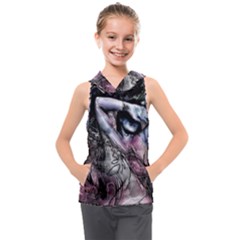 Watercolor Girl Kids  Sleeveless Hoodie by MRNStudios