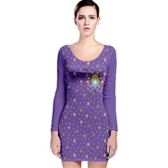 dots and stars Long Sleeve Velvet Bodycon Dress