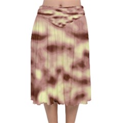 Pink  Waves Flow Series 10 Velvet Flared Midi Skirt by DimitriosArt