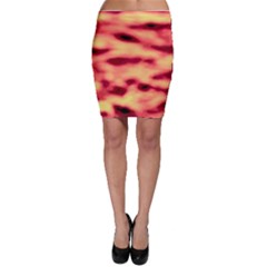 Red Waves Flow Series 4 Bodycon Skirt by DimitriosArt