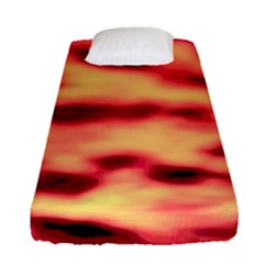 Red Waves Flow Series 4 Fitted Sheet (single Size) by DimitriosArt