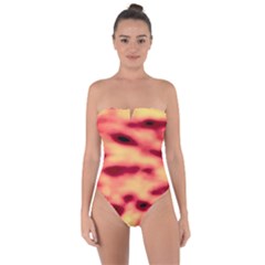 Red Waves Flow Series 4 Tie Back One Piece Swimsuit by DimitriosArt