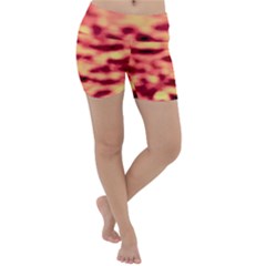 Red Waves Flow Series 4 Lightweight Velour Yoga Shorts by DimitriosArt