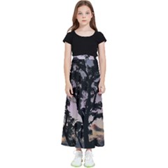 Sunset Coastal Park Landscape, Montevideo Uruguay Kids  Flared Maxi Skirt by dflcprintsclothing