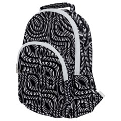 Black And White Abstract Tribal Print Rounded Multi Pocket Backpack by dflcprintsclothing