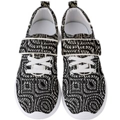 Black And White Abstract Tribal Print Men s Velcro Strap Shoes by dflcprintsclothing