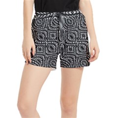 Black And White Abstract Tribal Print Women s Runner Shorts