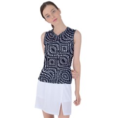 Black And White Abstract Tribal Print Women s Sleeveless Sports Top by dflcprintsclothing