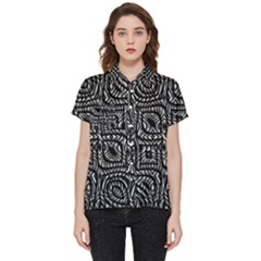 Black And White Abstract Tribal Print Short Sleeve Pocket Shirt by dflcprintsclothing
