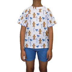 Gingerbread Man And Candy Kids  Short Sleeve Swimwear