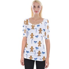 Gingerbread Man And Candy Wide Neckline Tee
