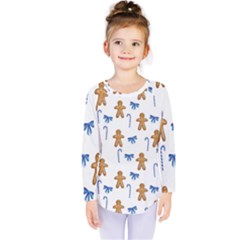 Gingerbread Man And Candy Kids  Long Sleeve Tee