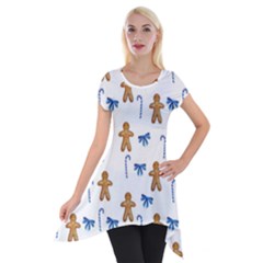 Gingerbread Man And Candy Short Sleeve Side Drop Tunic