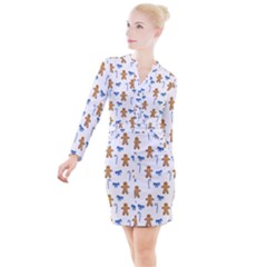 Gingerbread Man And Candy Button Long Sleeve Dress