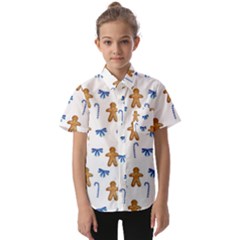 Gingerbread Man And Candy Kids  Short Sleeve Shirt