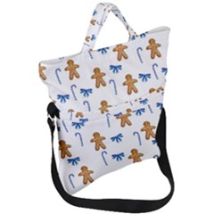 Gingerbread Man And Candy Fold Over Handle Tote Bag by SychEva