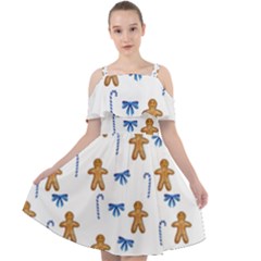 Gingerbread Man And Candy Cut Out Shoulders Chiffon Dress