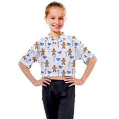 Gingerbread Man And Candy Kids Mock Neck Tee