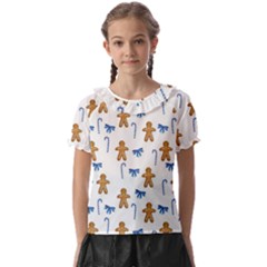 Gingerbread Man And Candy Kids  Frill Chiffon Blouse by SychEva