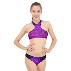 Magenta Waves Flow Series 1 High Neck Bikini Set by DimitriosArt