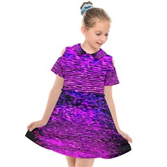 Magenta Waves Flow Series 1 Kids  Short Sleeve Shirt Dress