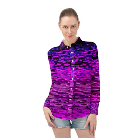 Magenta Waves Flow Series 1 Long Sleeve Chiffon Shirt by DimitriosArt