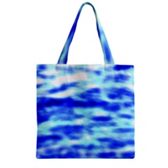 Blue Waves Flow Series 5 Zipper Grocery Tote Bag by DimitriosArt