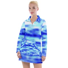 Blue Waves Flow Series 5 Women s Long Sleeve Casual Dress by DimitriosArt