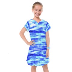 Blue Waves Flow Series 5 Kids  Drop Waist Dress by DimitriosArt