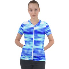 Blue Waves Flow Series 5 Short Sleeve Zip Up Jacket by DimitriosArt