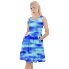 Blue Waves Flow Series 5 Knee Length Skater Dress With Pockets by DimitriosArt
