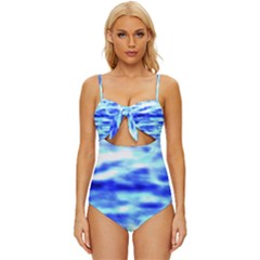 Blue Waves Flow Series 5 Knot Front One-piece Swimsuit by DimitriosArt