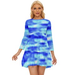 Blue Waves Flow Series 5 Long Sleeve Babydoll Dress by DimitriosArt