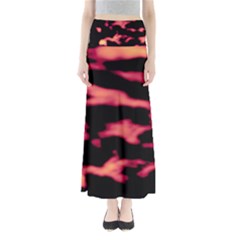 Red Waves Flow Series 5 Full Length Maxi Skirt by DimitriosArt