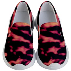 Red Waves Flow Series 5 Kids Lightweight Slip Ons by DimitriosArt