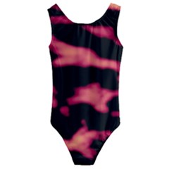 Red Waves Flow Series 5 Kids  Cut-out Back One Piece Swimsuit by DimitriosArt