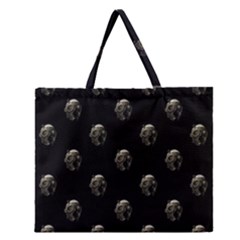 Creepy Head Sculpture With Respirator Motif Pattern Zipper Large Tote Bag by dflcprintsclothing