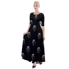 Creepy Head Sculpture With Respirator Motif Pattern Half Sleeves Maxi Dress by dflcprintsclothing